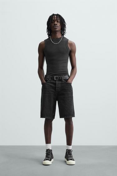 BERMUDA DENIM STRAIGHT FIT - Carbón de Zara - Imagen 0