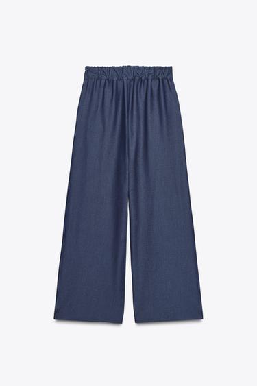 STITCHED WIDE-LEG TROUSERS - Indigo by Zara - Image 1
