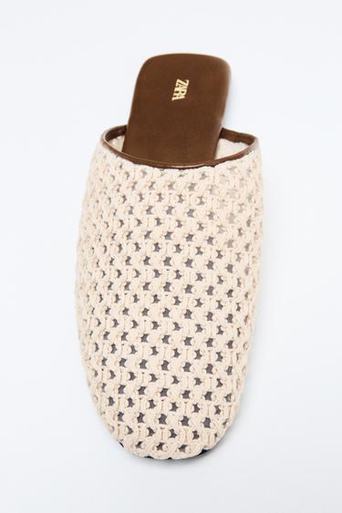 WOVEN FLAT MULE - Ecru White by Zara