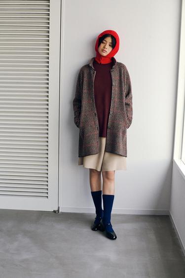 ABRIGO 100% LANA PATA DE GALLO - Multicolor de Zara