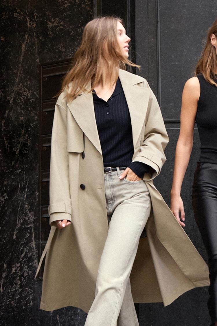 TRENCI CU CORDON - ocru de la Zara - Imaginea 1