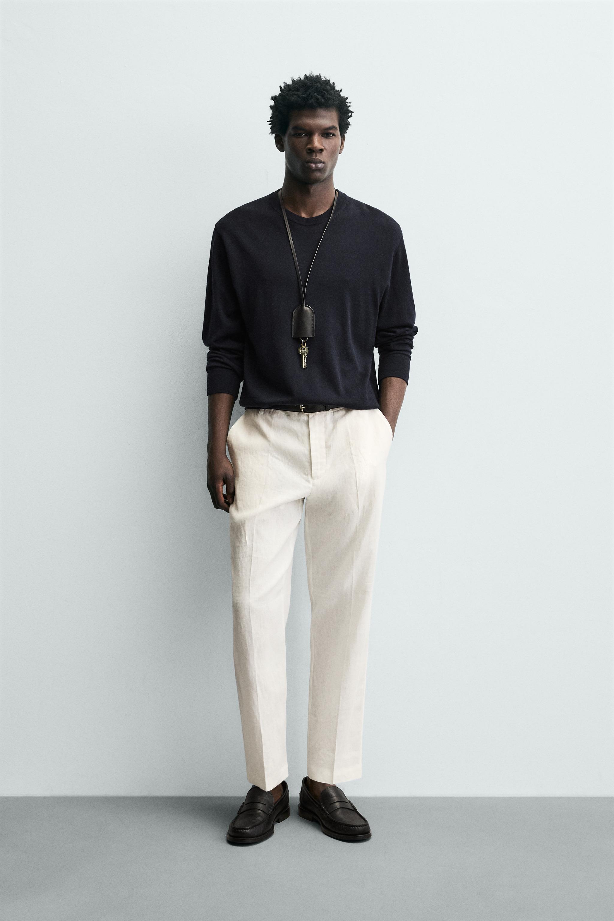 100% LINEN REGULAR FIT PANTS