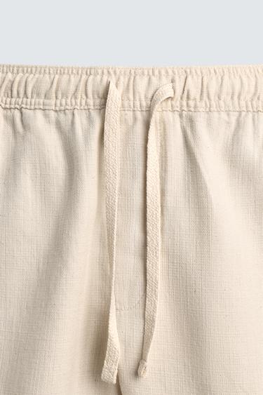 REGULAR FIT TEXTURED BERMUDA SHORTS - Light beige by Zara - Image 8