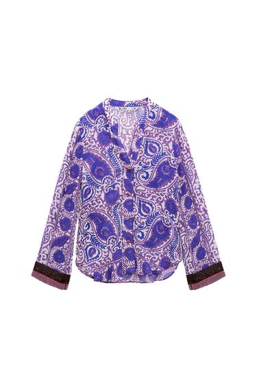 BEADED PRINTED BLOUSE