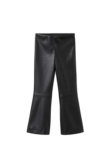 FAUX LEATHER FLARED PANTS
