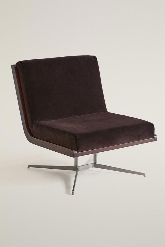 FAUTEUIL BOIS VELOURS - Chocolat de Zara - Image 0