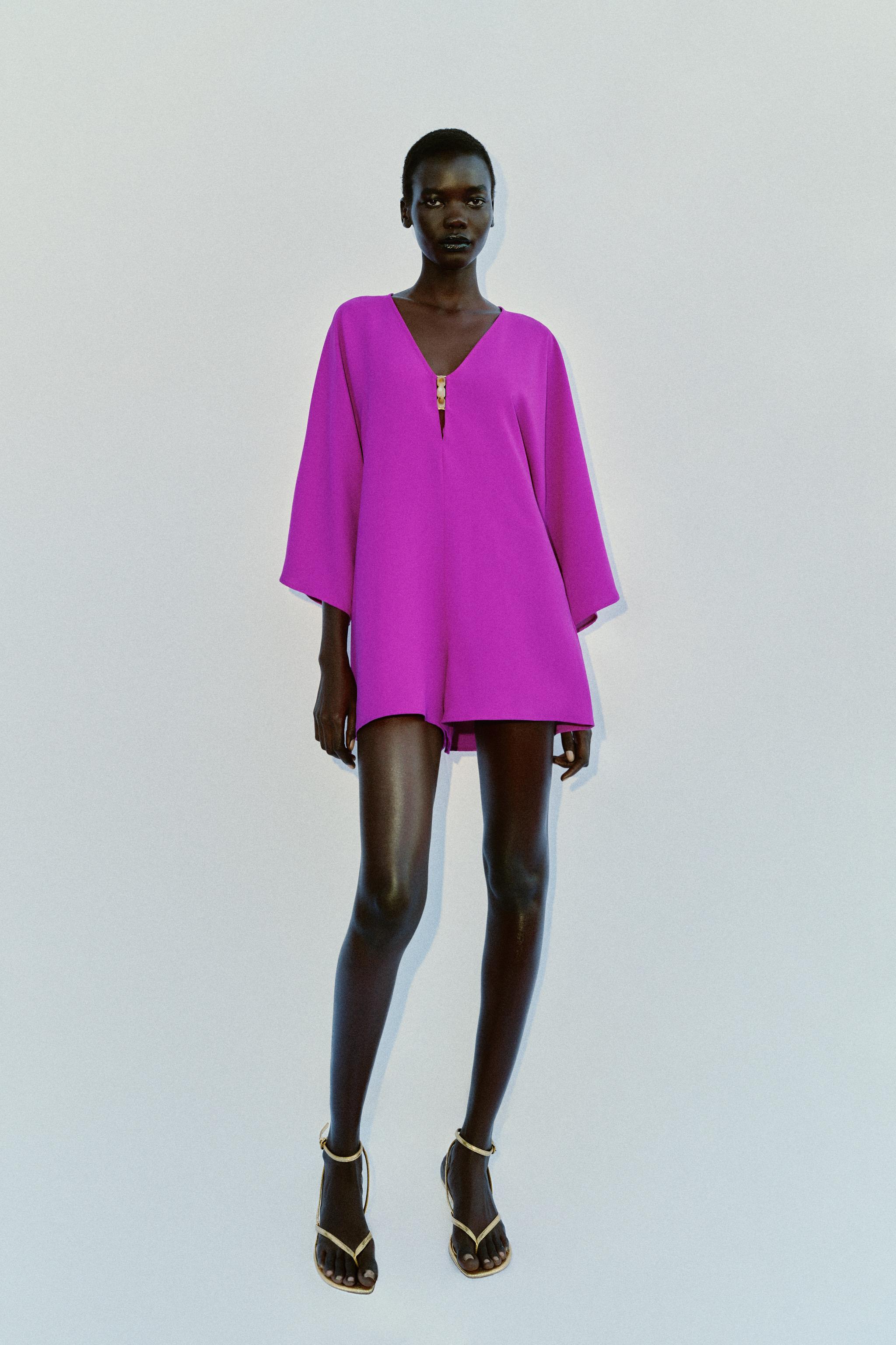 Zara SHORT JUMPSUIT WITH WIDE SLEEVES