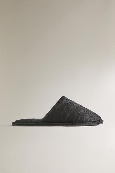 CHAUSSONS OUVERTS À L’ARRIÈRE JACQUARD - Noir de Zara