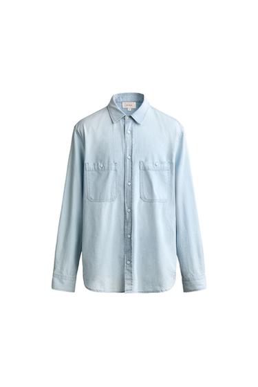CHEMISE REGULAR FIT EN DENIM - Bleu de Zara