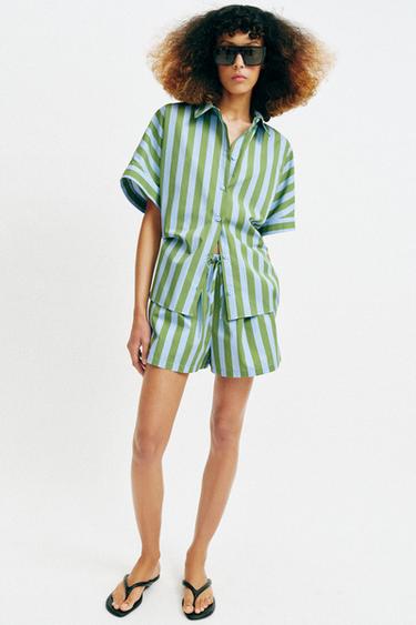 STRIPED SHIRT AND BERMUDA SHORTS SET - Dark grey marl by Zara