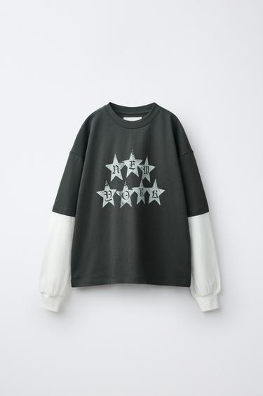 DOUBLE SLEEVE PRINTED T-SHIRT — Dark anthracite 2