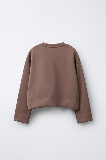 SWEATSHIRT WITH SLOGAN AND MODAL - Brown by Zara - Image 1