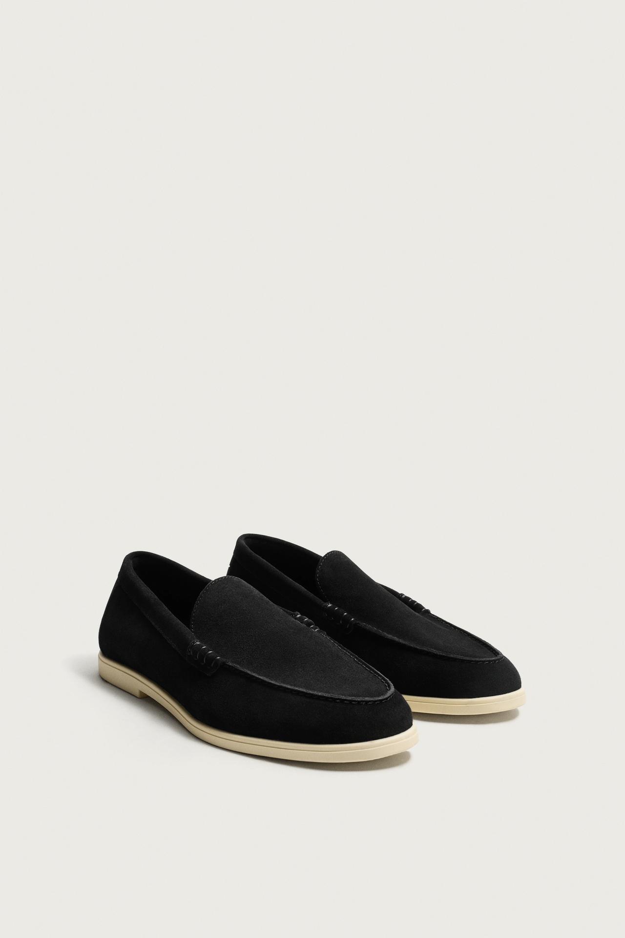 CASUAL LEATHER LOAFERS — Black