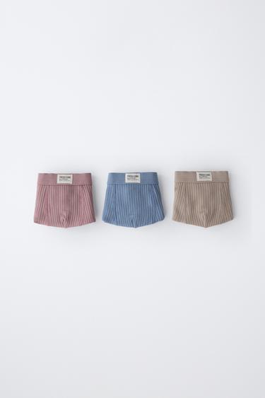 2-6 YEARS / 3-PACK OF RIBBED BOXERS WITH LABEL - Multicoloured by Zara