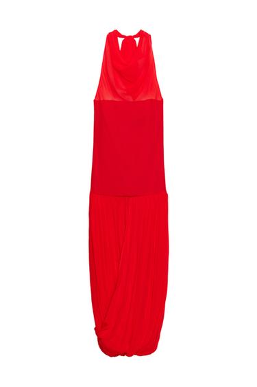 VESTIDO HALTER COMBINADO VOLUMEN - Rojo vivo de Zara