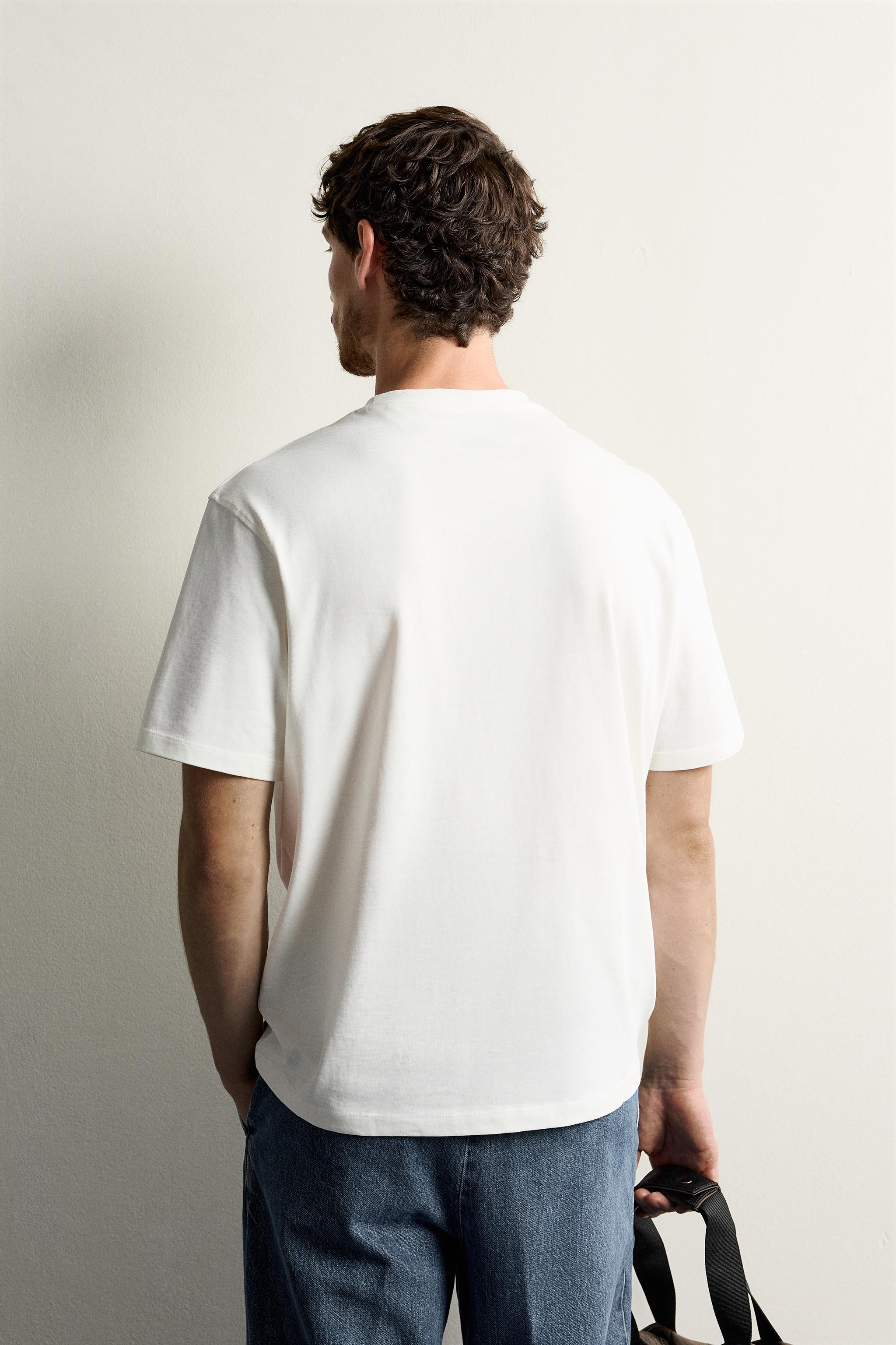 Zara MEDIUM WEIGHT KISA KOLLU T-SHIRT görsel 3