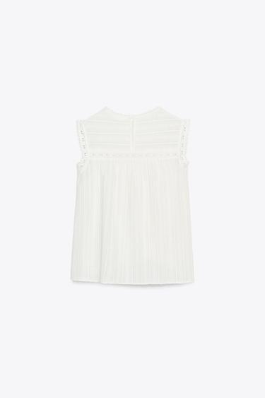 ROMANTIC SLEEVELESS TOP - Ecru by Zara - Image 4