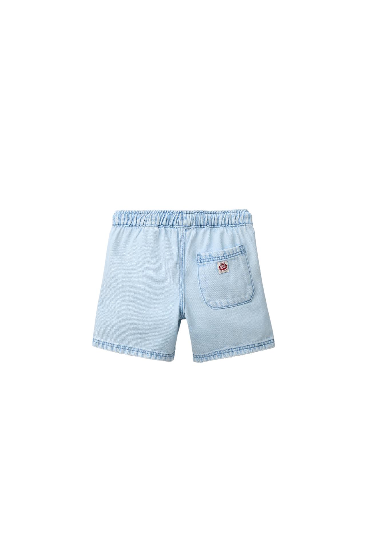 DENIM SHORTS WITH LABEL — Light blue