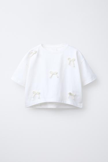 CAMISETA LAÇOS CORDÃO - Branco da Zara