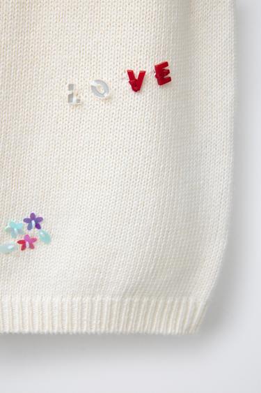 BEADED KNIT TOP - Ecru by Zara - Image 3