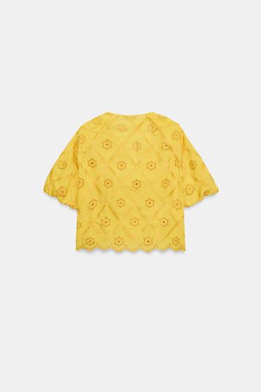 TOP BRODÉ ET PERFORÉ - Moutarde de Zara - Image 8