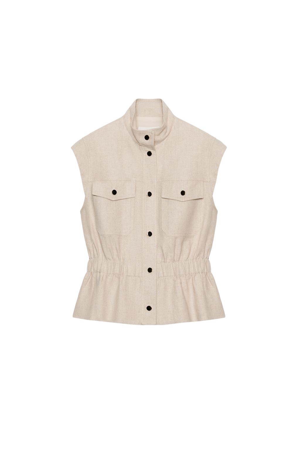 LINEN BLEND POCKET GILET