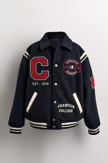 BOMBER من قماش مع رقعات CHAMPION ® X ZARA - بحري الخاص بـ Zara