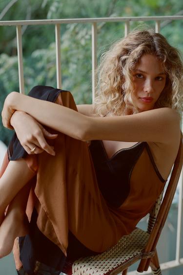 LACE TRIM DRESS - Black / Ecru by Zara