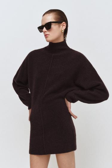 Mini Dress With Zara Knit Dress Black Black Knitted Short Dress, Long Sleeves La Fe Maraboute Mini Dress With Zara Knit Dress Black Black Knitted Short Dress, Long Sleeves La Fe Maraboute