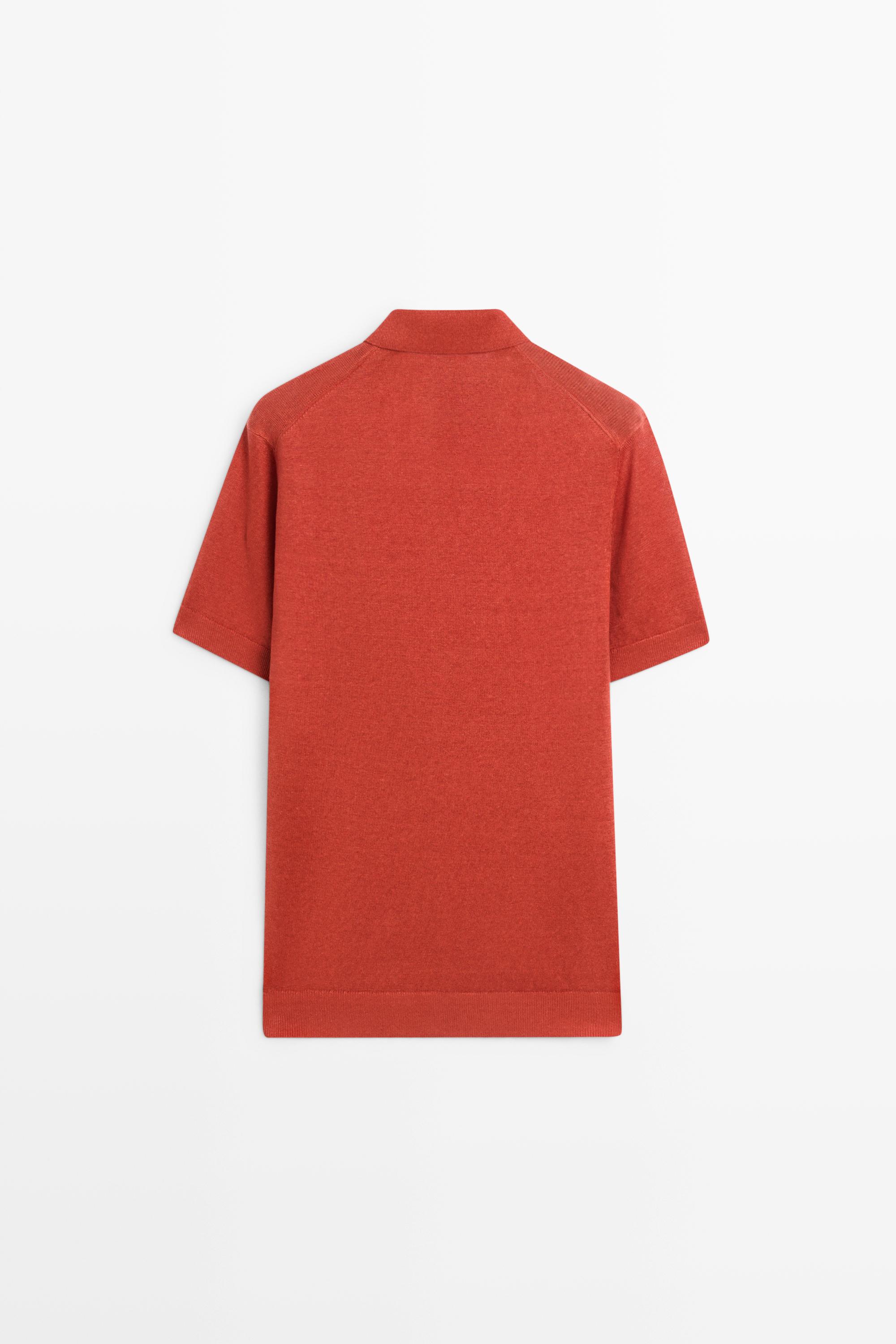 100% linen knit polo shirt