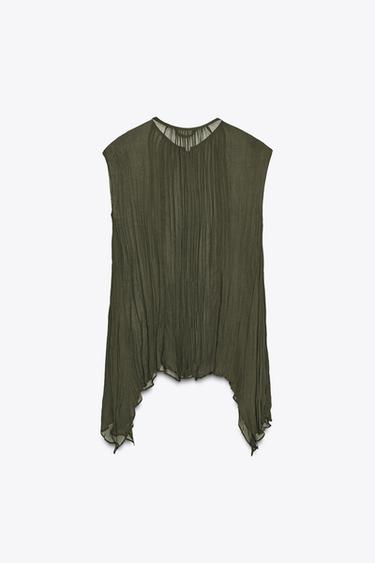 ZW COLLECTION COTTON GAUZE SHIRT - Khaki by Zara - Image 5