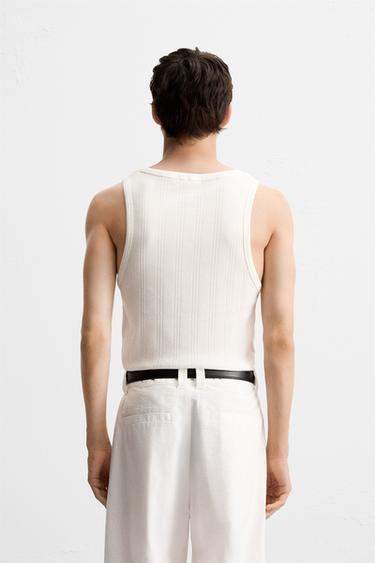 T-SHIRT TANK TEXTURÉ - Blanc de Zara - Image 2