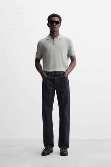 VISCOSE BLEND KNITTED POLO SHIRT - GREENISH by Zara - Image 0
