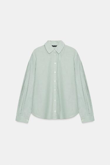 CAMISA ALGODÓN RAYAS - Verde / Crudo de Zara