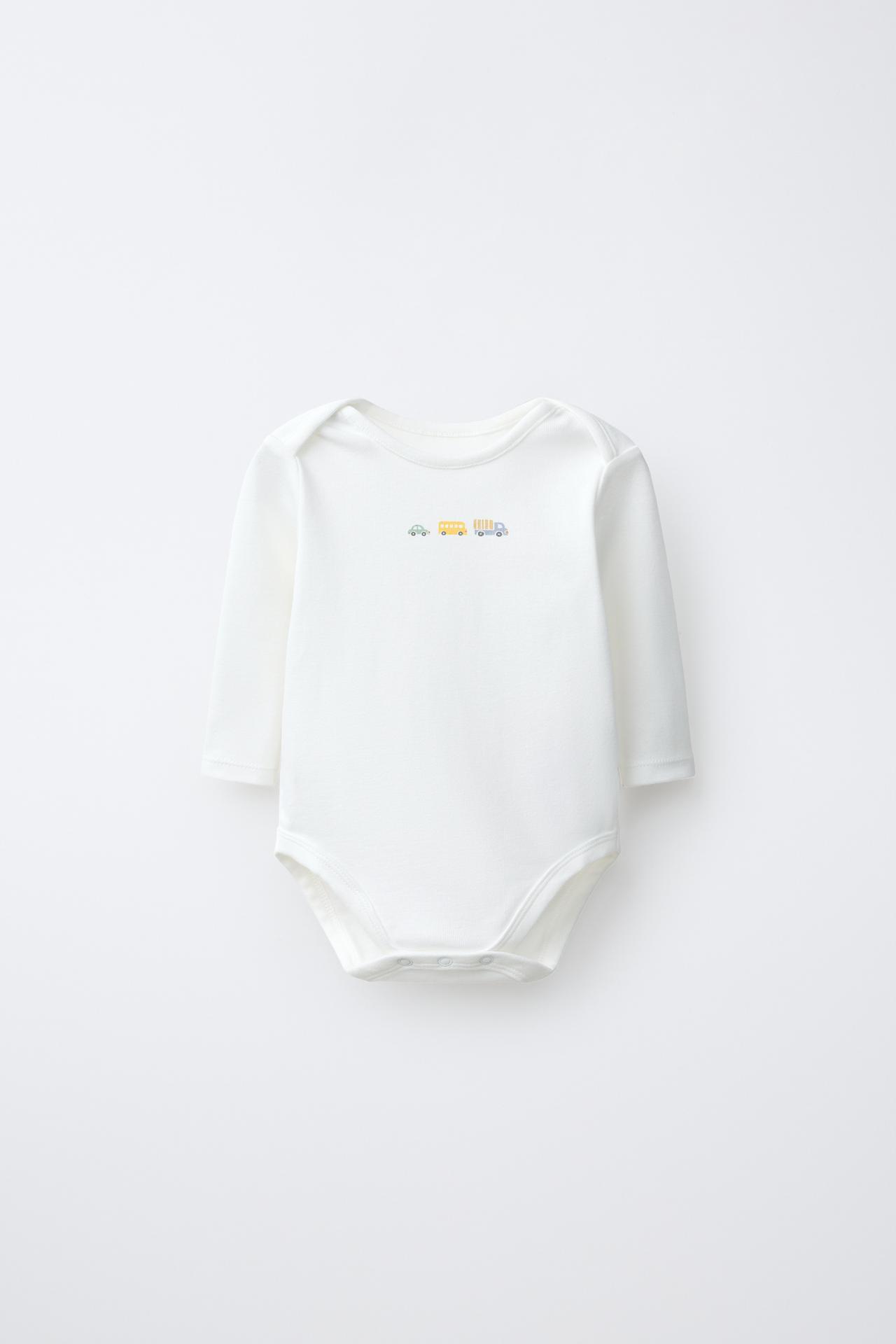 FIVE-PACK CAR PRINT BODYSUITS — Blue