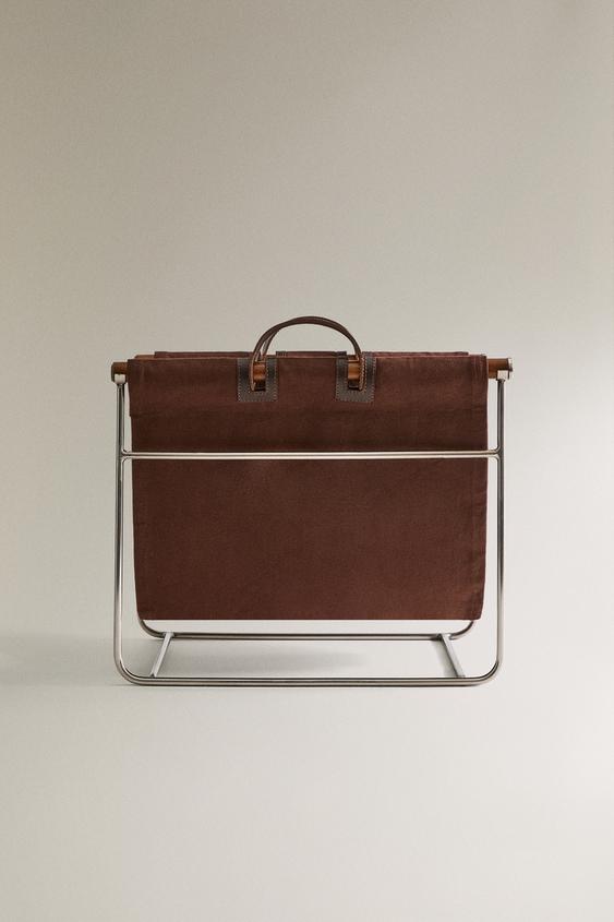 Zara COTTON AND LEATHER MAGAZINE RACK - 棕色 - 圖片 0