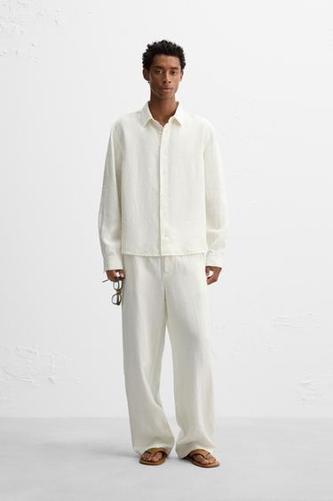RELAXED FIT 100% HEMP SHIRT - Oyster-white by Zara - Image 0