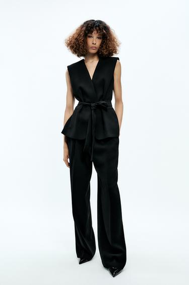 ZW COLLECTION BELTED WAISTCOAT - Black by Zara - Image 0