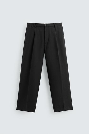 RELAXED FIT PLEATED TROUSERS - Black by Zara