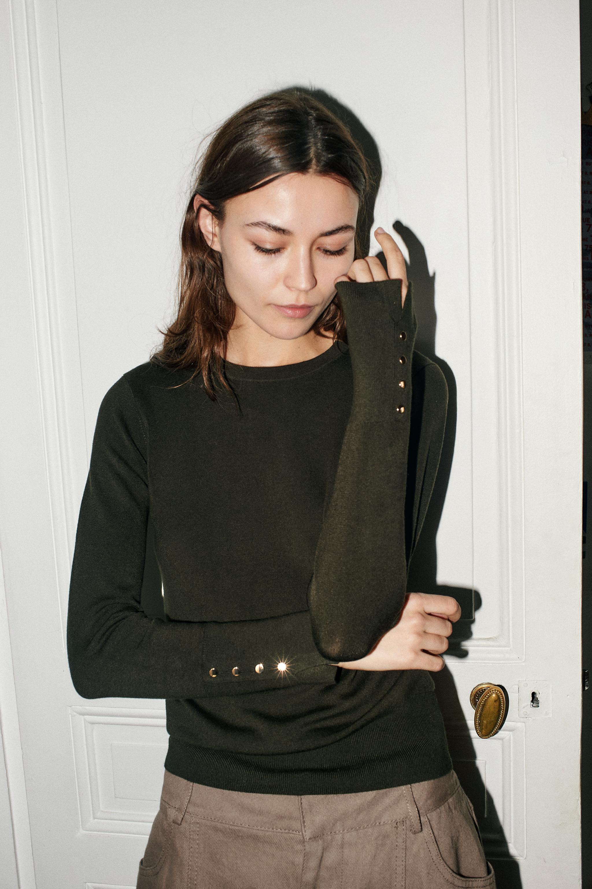 BASIC PLAIN KNIT SWEATER - Dark khaki | ZARA United States