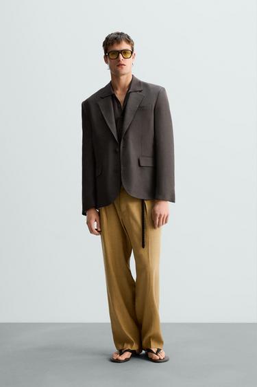 BLAZER TRAJE VISCOSA - LINO LIMITED EDITION - Marrón de Zara - Imagen 0