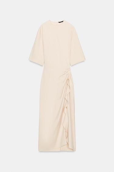 ZW COLLECTION DRAPED MIDI DRESS - Mid-ecru by Zara - Image 10