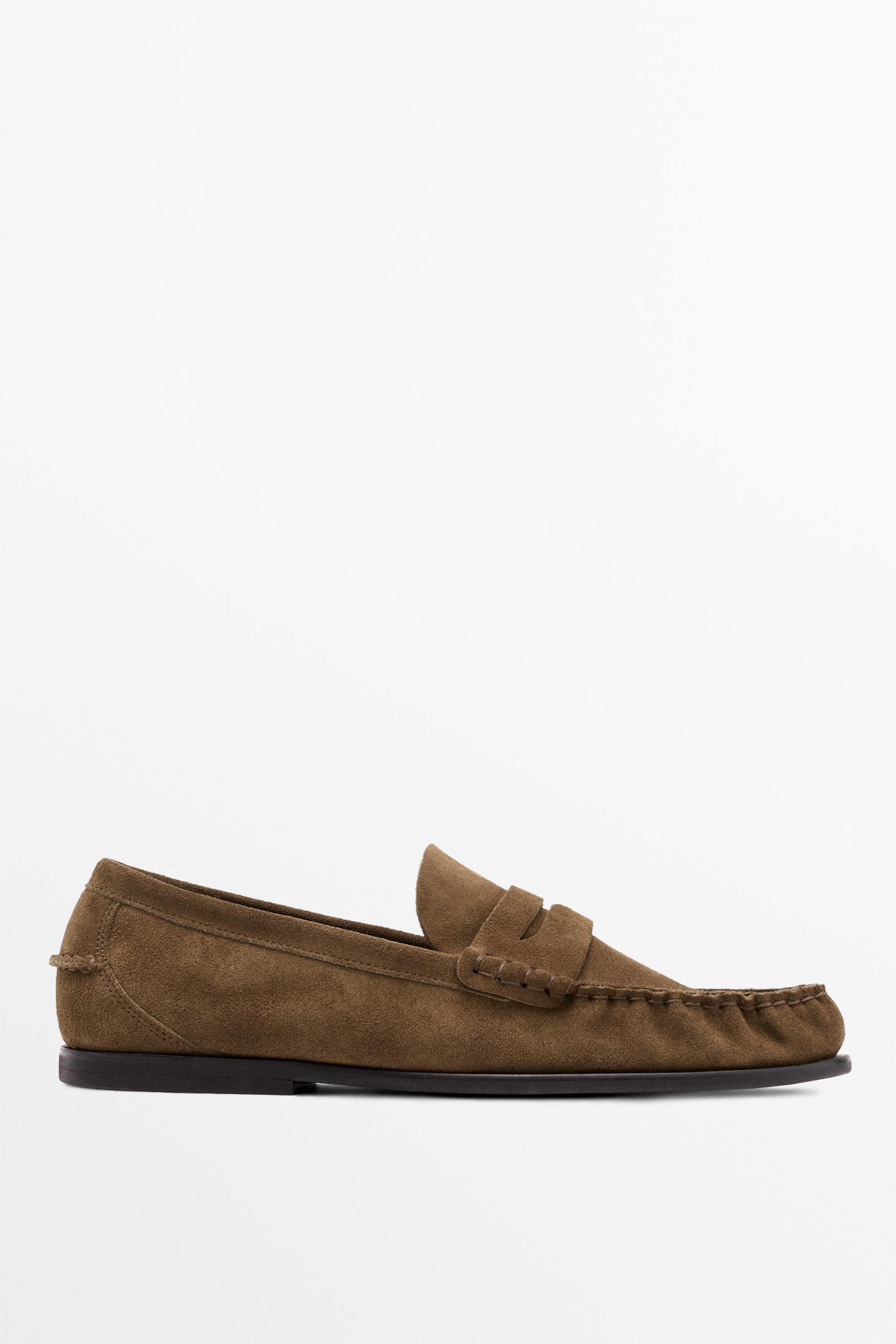 Soft leather penny loafers — taupe brown