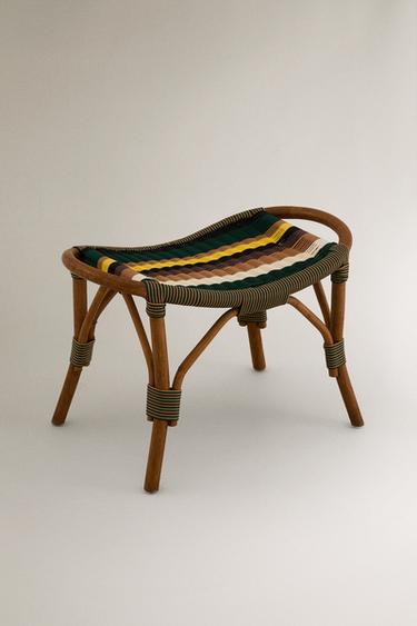 STRIPED RATTAN FOOTREST X COLLAGERIE - striped by Zara - Image 1