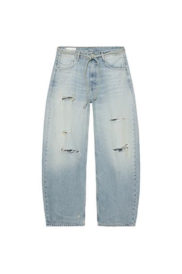 TRF BAGGY JEANS MIT MITTELHOHEM BUND UND GÜRTEL - Hellblau von Zara