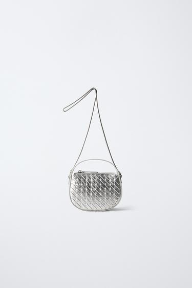 METALLIC WOVEN CROSSBODY BAG - Silver by Zara