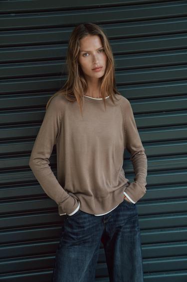 SWEATER DE MALHA DUPLA - Vison da Zara