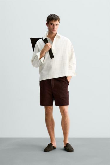 LIMITED EDITION CHECK BOXY FIT OVERSHIRT - White by Zara - Image 0