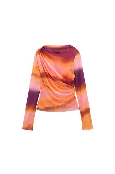 RUCHED TULLE TOP