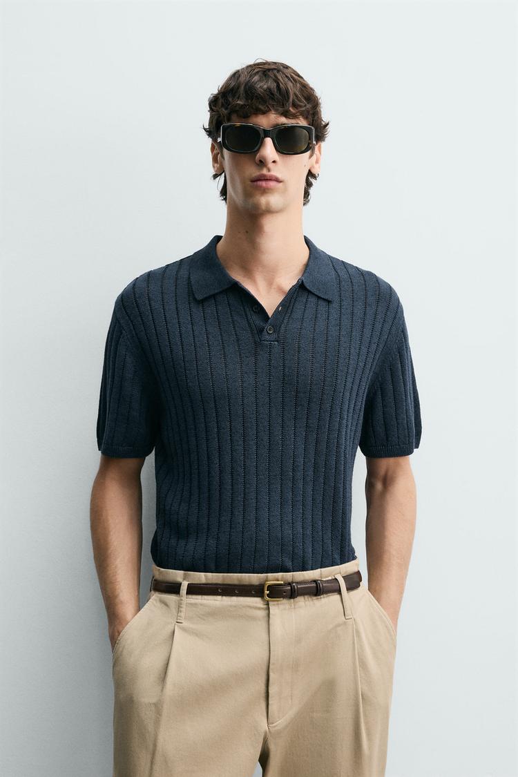 ZARA RIB KNIT POLO SHIRT
